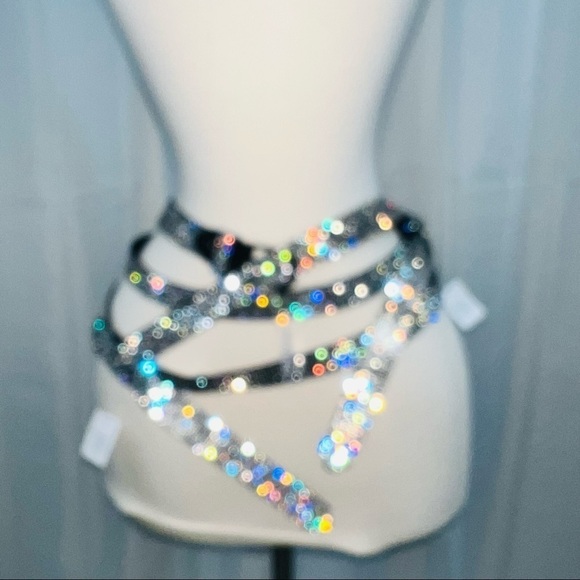 NEW Rhinestone Black Leather Belt with Adjustable length main image 11